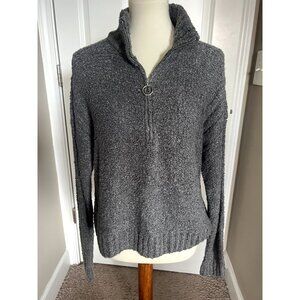 Lucky Brand Cozy Women's Grey Mock Neck Half Zip Sweater - Small